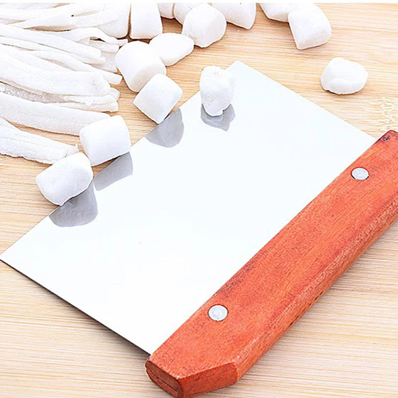 Stainless Steel Dough Cutter Scraper with Wooden Handle