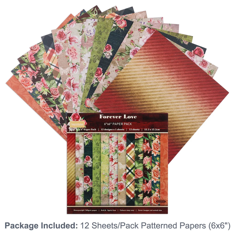 12 Sheets Vintage Background Printed Scrapbooking Paper Pads