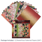 12 Sheets Vintage Background Printed Scrapbooking Paper Pads