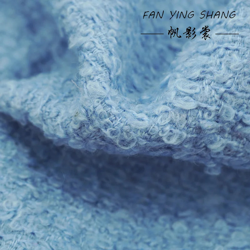 Sky Blue Circle Wool Tweed Fabric