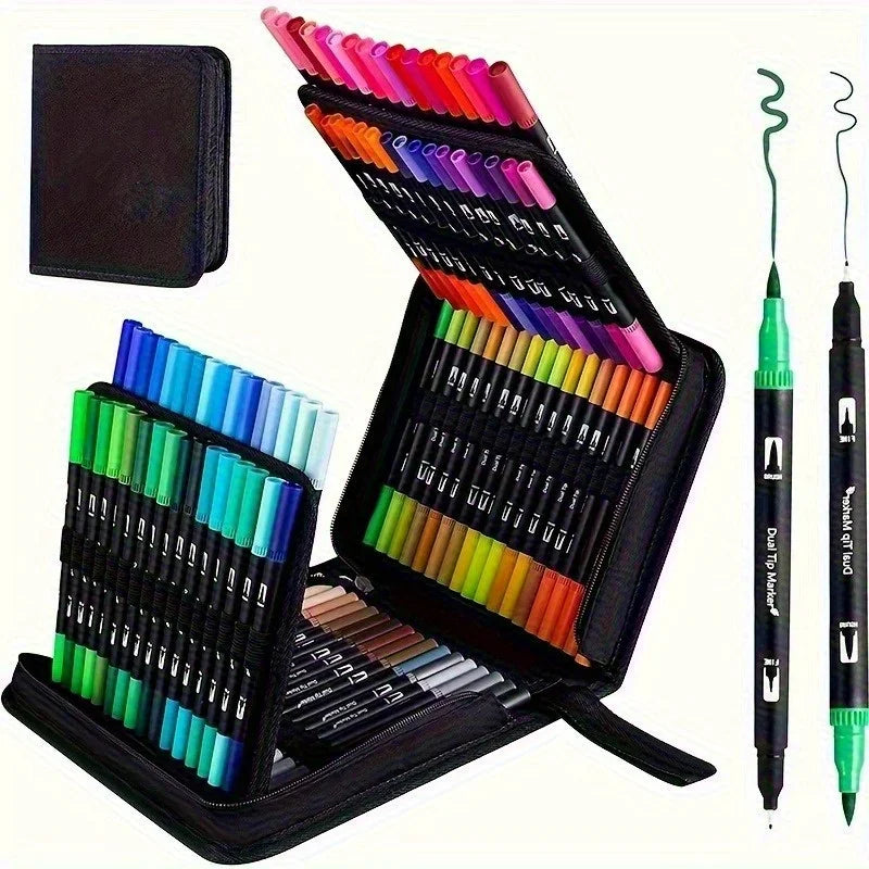Vibrant Double-Ended Watercolor Markers – Art Set