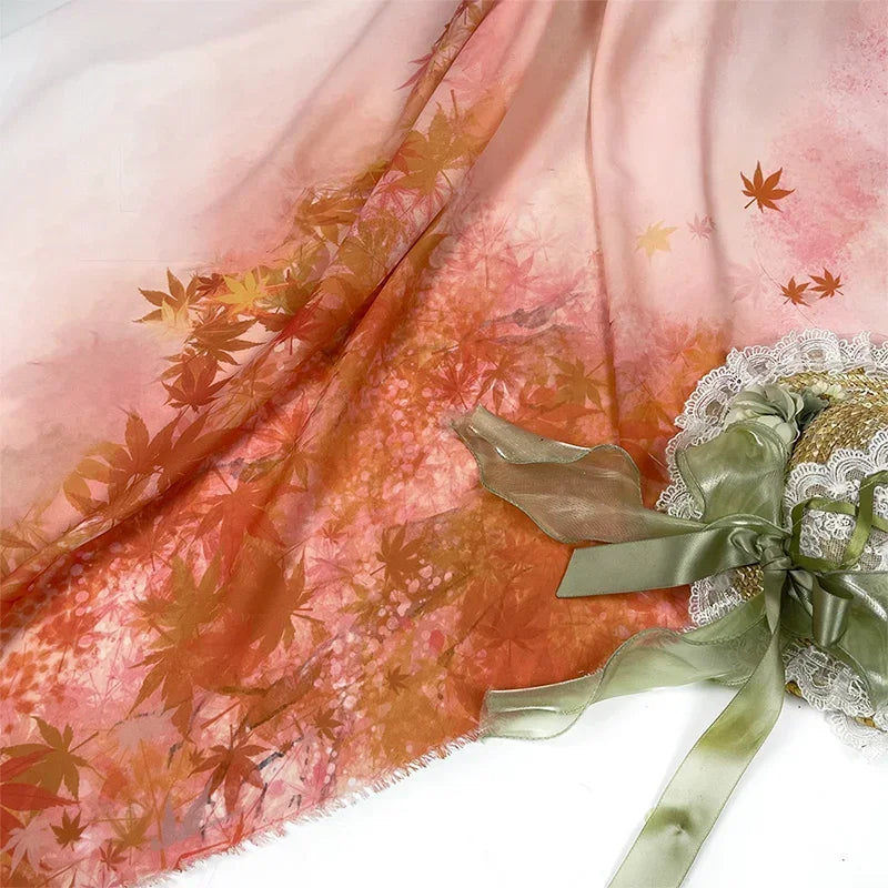 Chiffon Fabric Chinese Landscape Printing