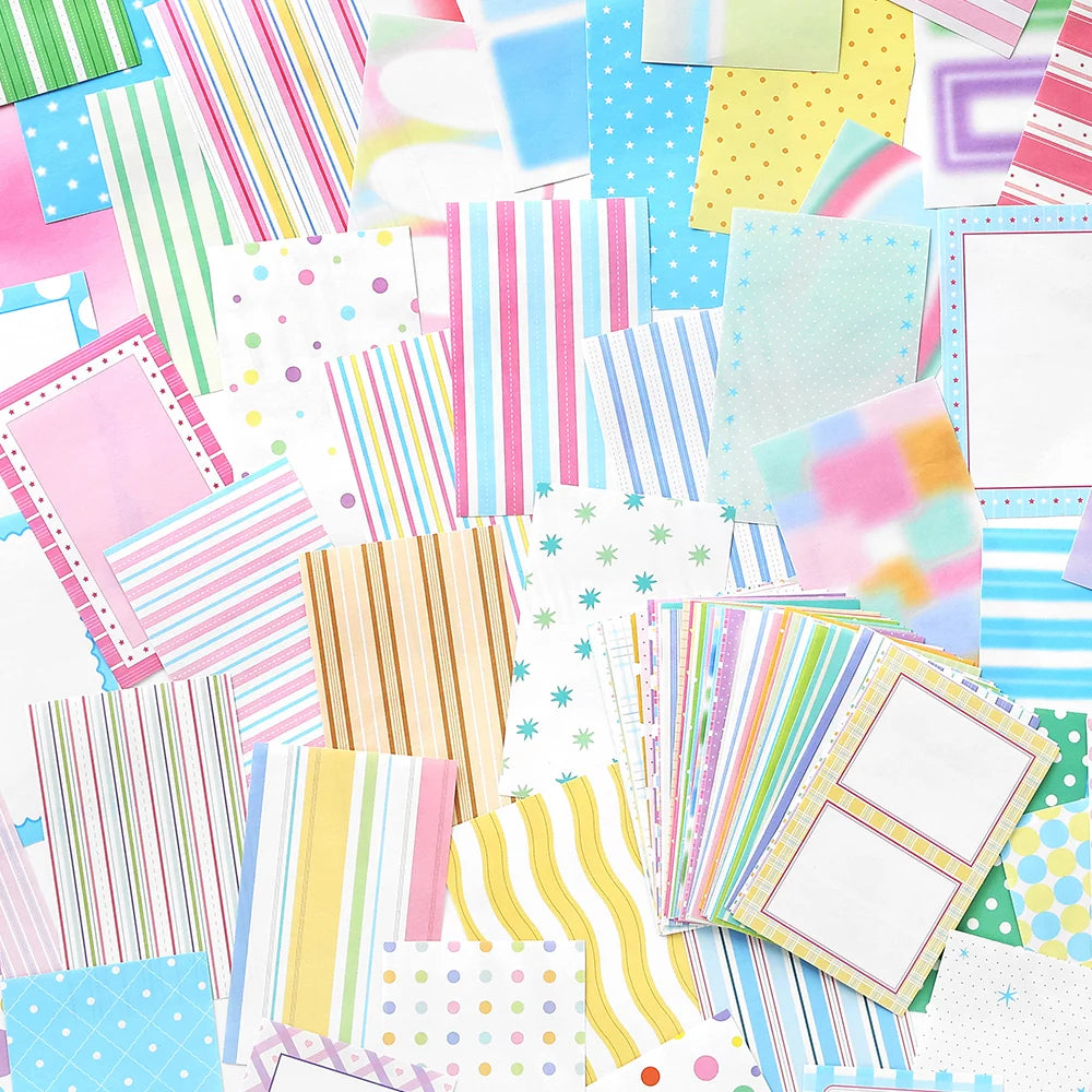 100 sheets Ins Simple Color Lines Message Scrapbooking Material