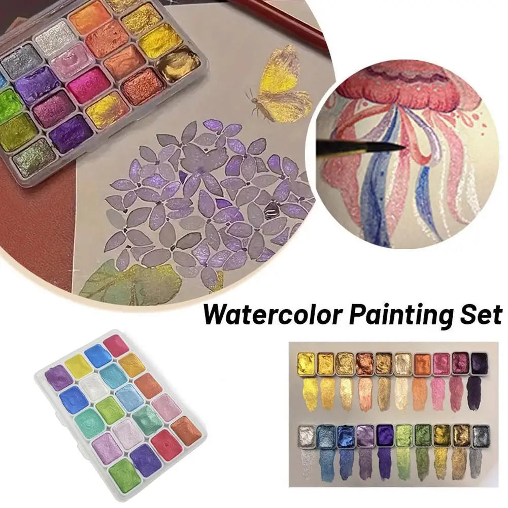 20-Color Metal Watercolor Painting Set