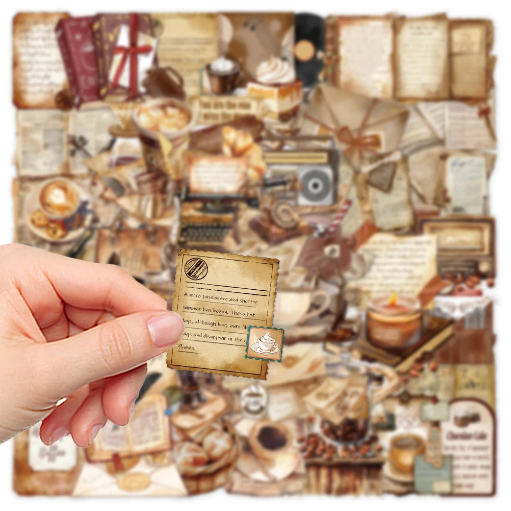50pcs Vintage Coffee Letter Theme Scrapbooking