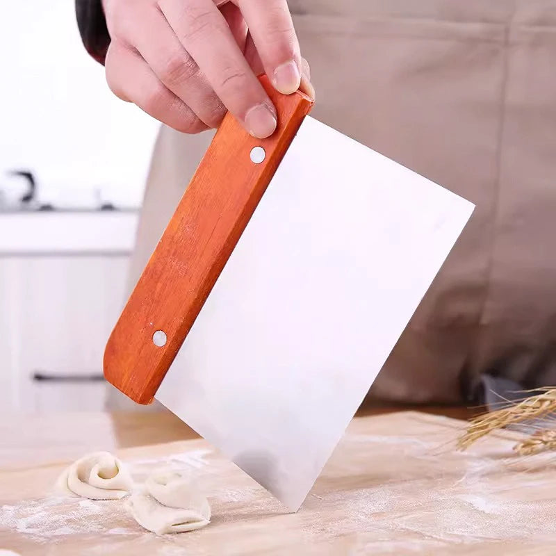 Stainless Steel Dough Cutter Scraper with Wooden Handle