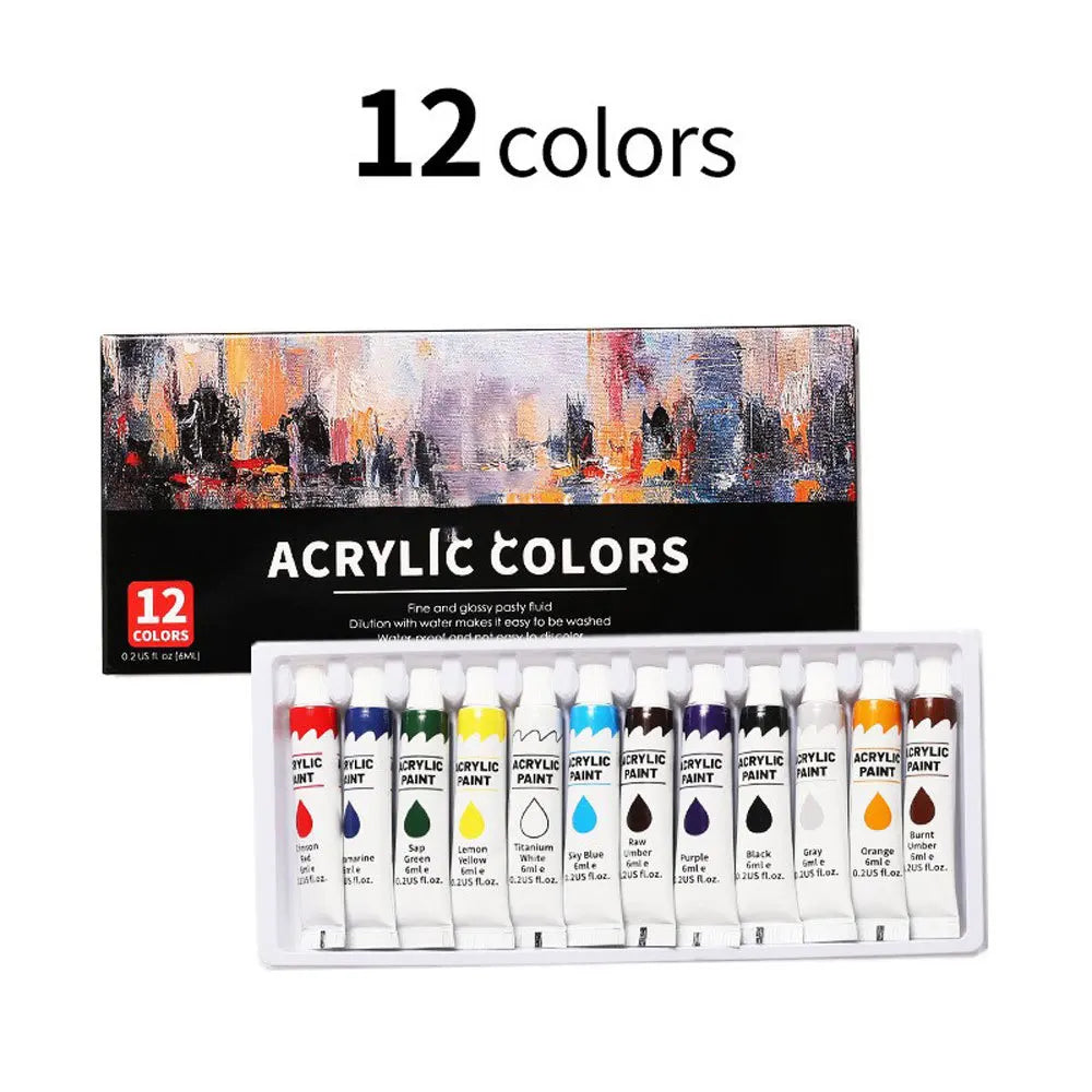 Acrylic Paints Set - 12/24 Colors 6ml Art Painting Kit