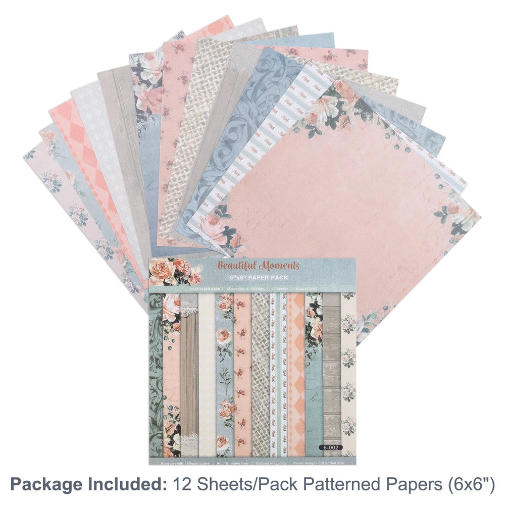 12 Sheets Vintage Background Printed Scrapbooking Paper Pads