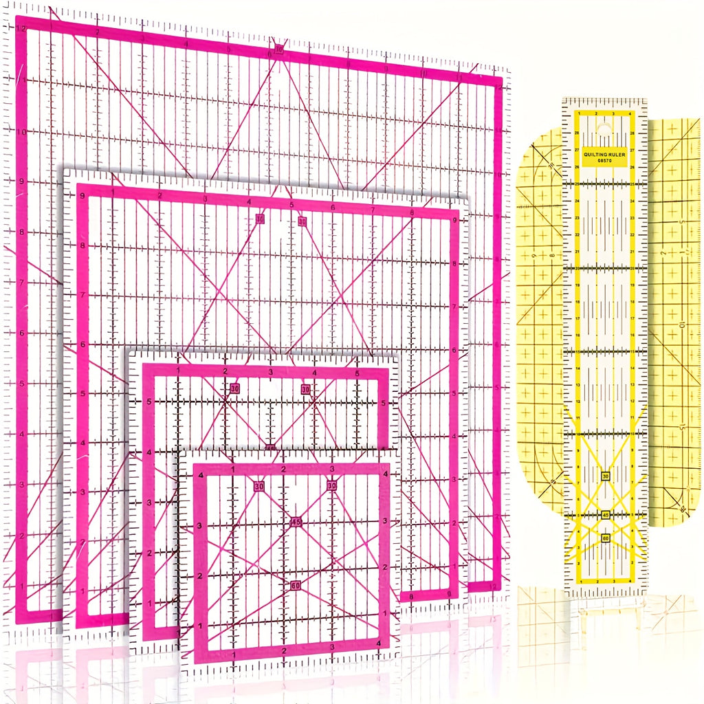 12, 5/9, 5/6/4, 5 Inch Acrylic Square Quilting Ruler
