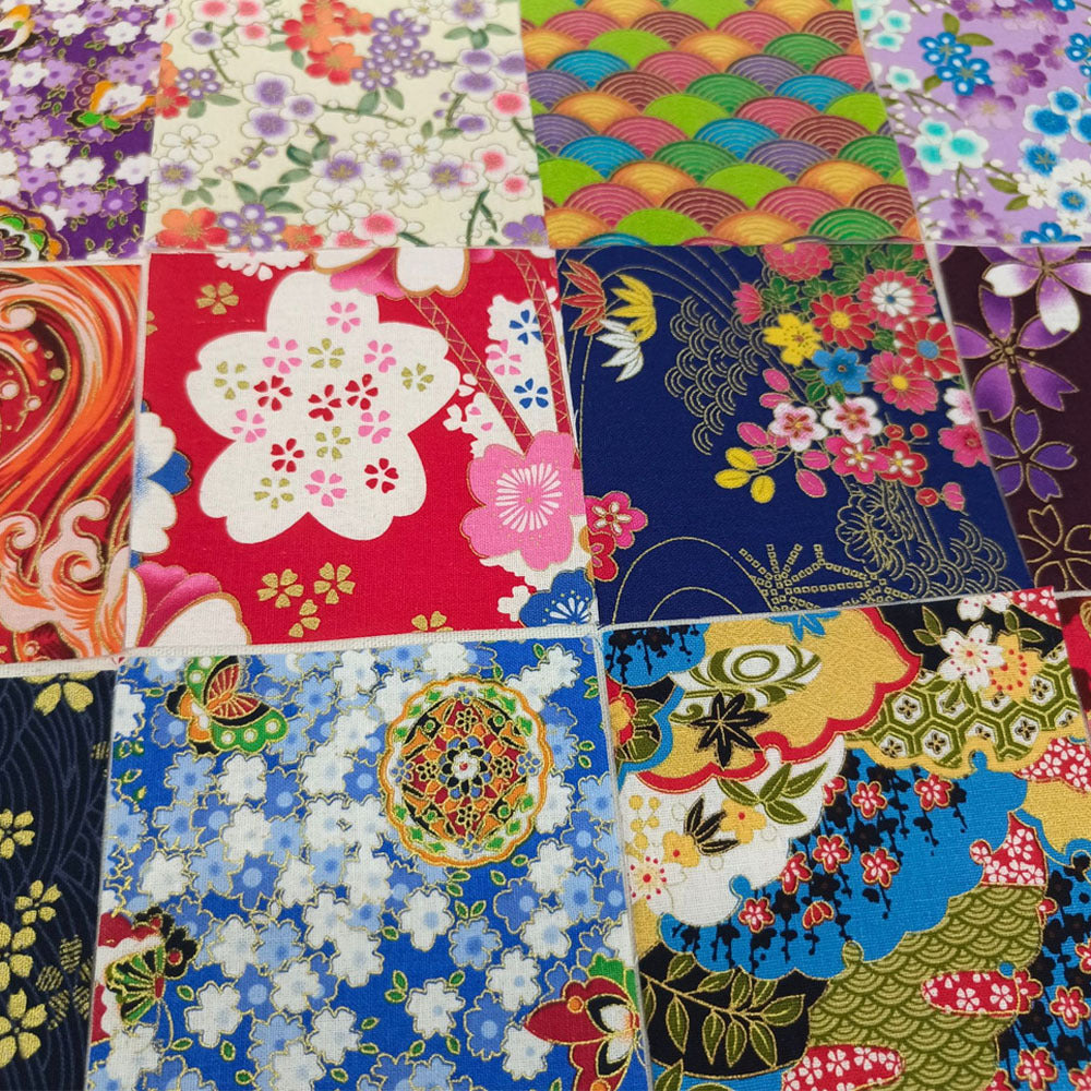 100 Pcs Japanese Gold-Stamped Quilting Fabric Strips