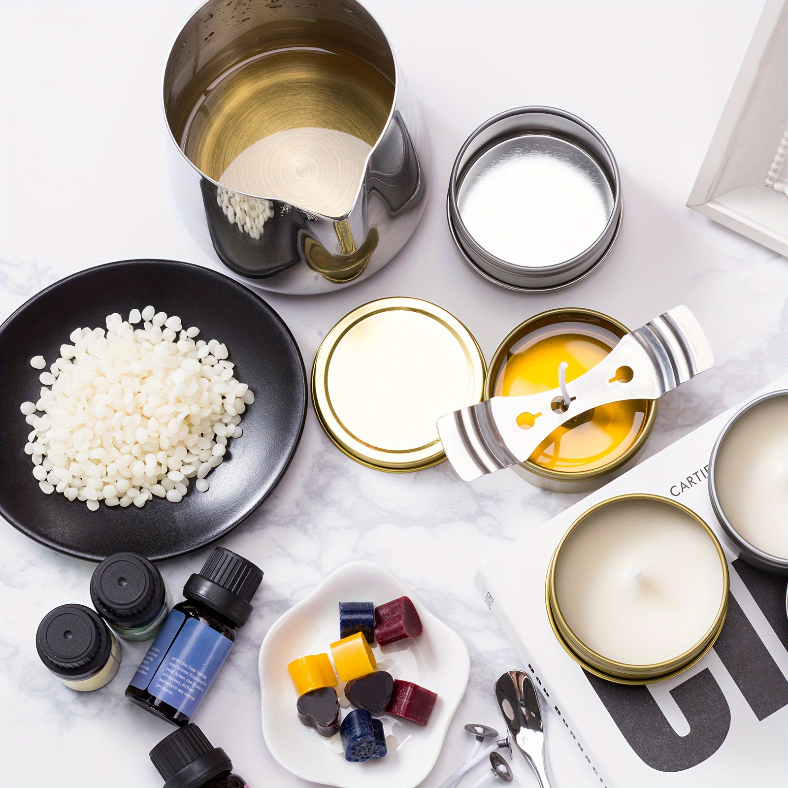 1 Set Soy Wax Candle Making Kit with Glitter Embellishment