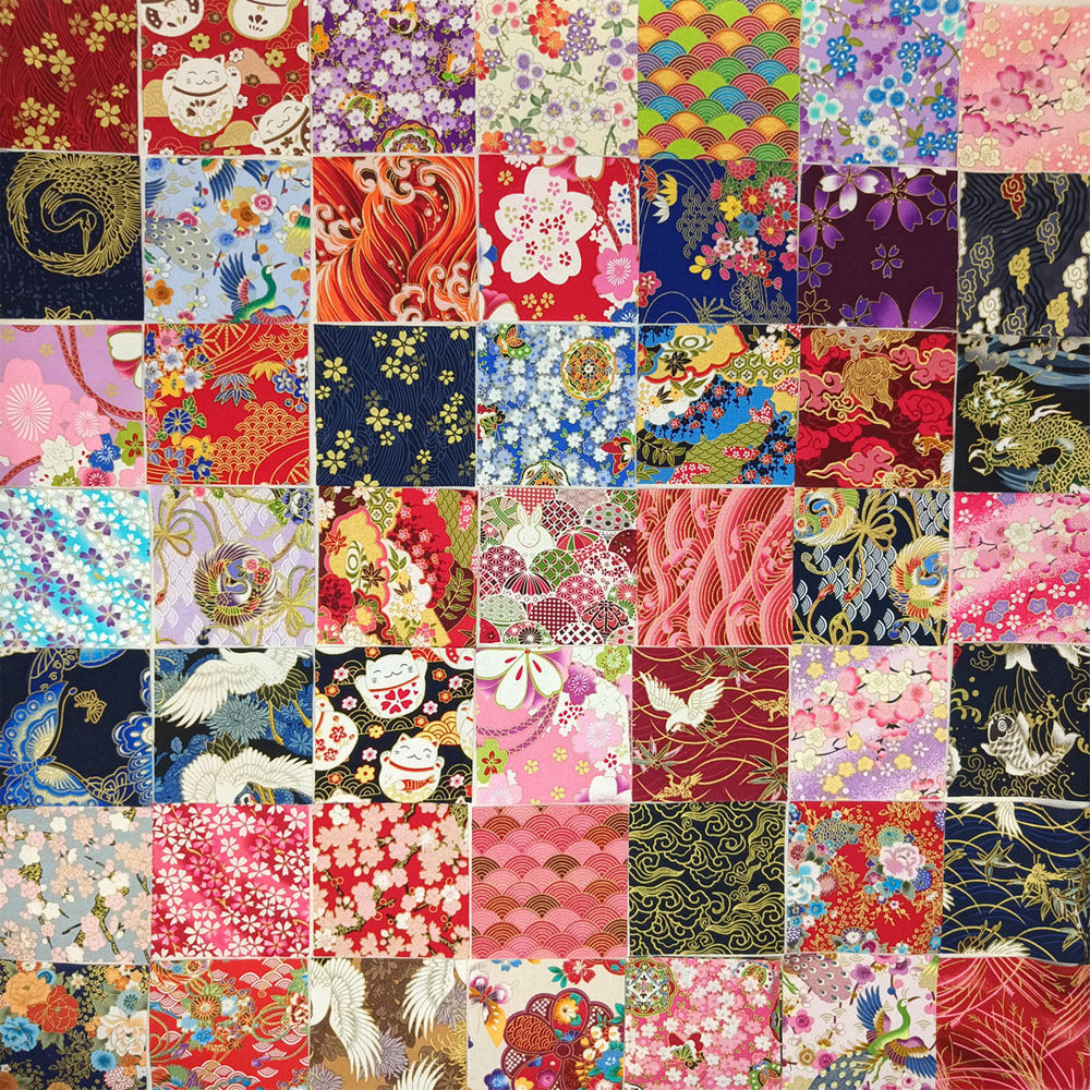 100 Pcs Japanese Gold-Stamped Quilting Fabric Strips