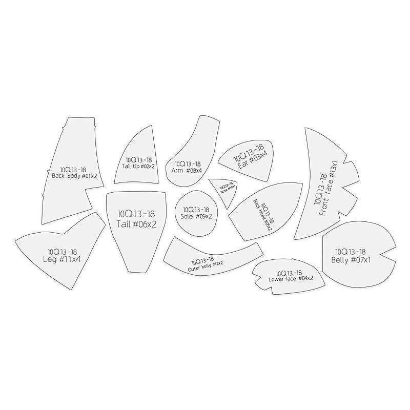 13pcs Fox Sewing Templates
