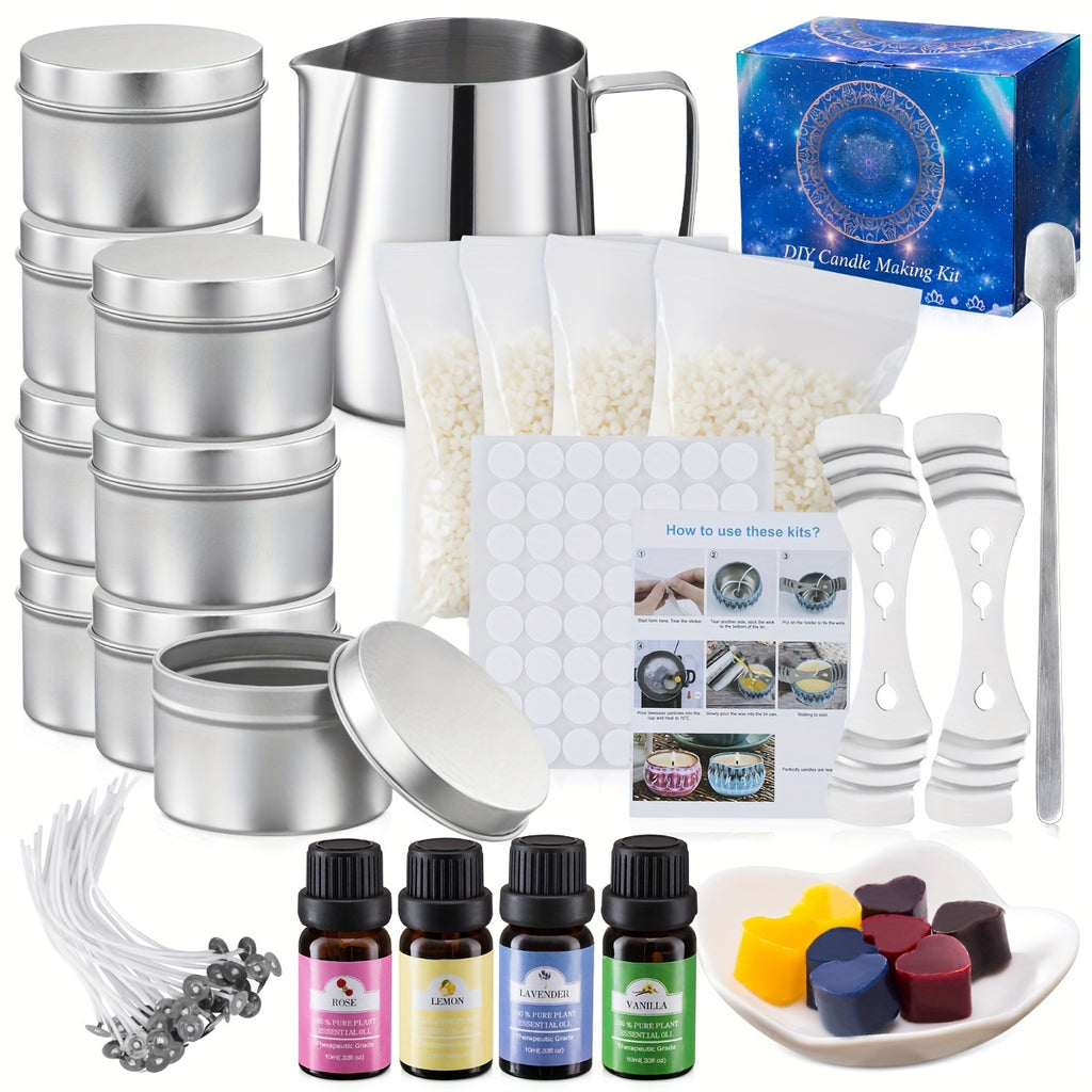 1 Set Soy Wax Candle Making Kit with Glitter Embellishment