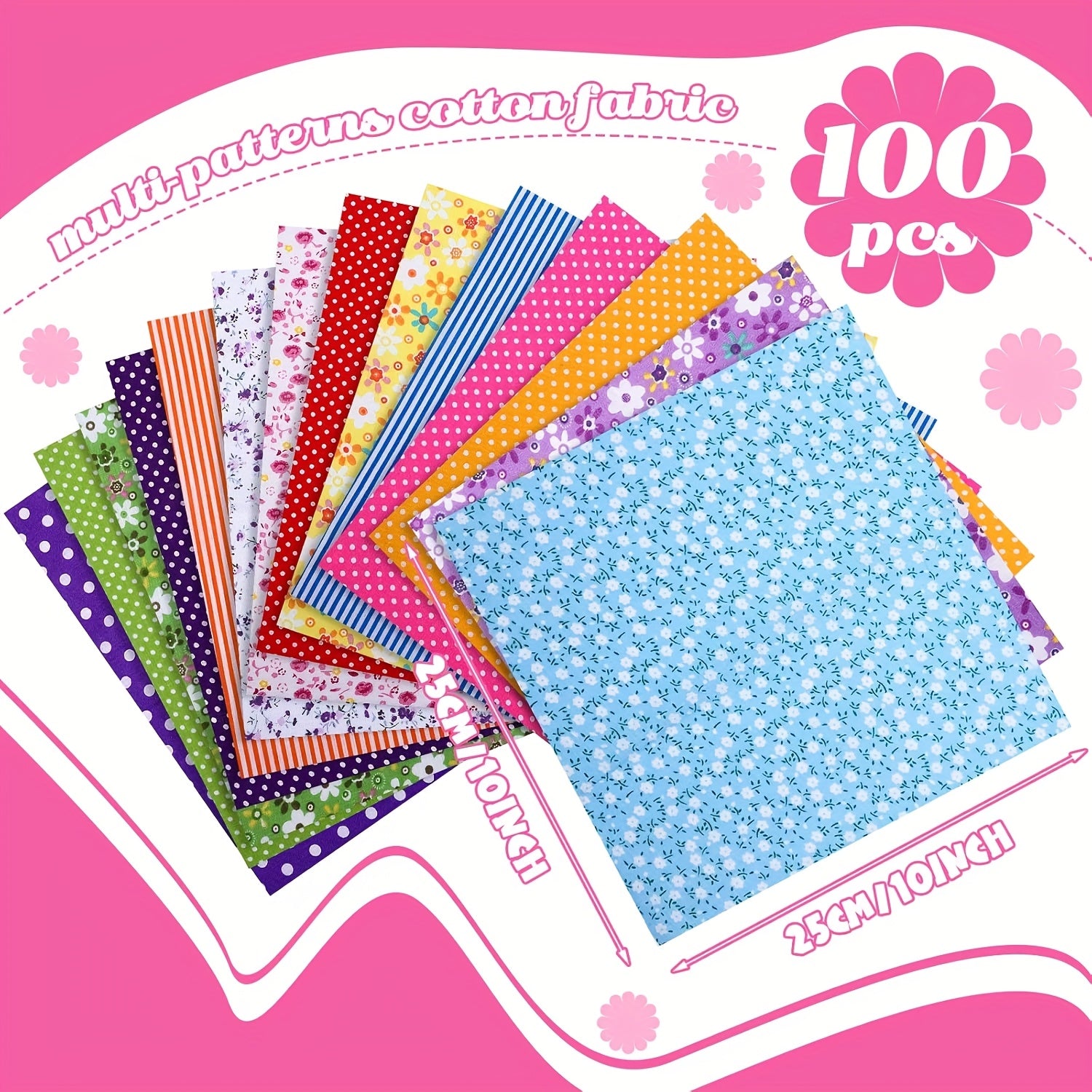 100pcs 10 X 10 Inches Fabric Squares