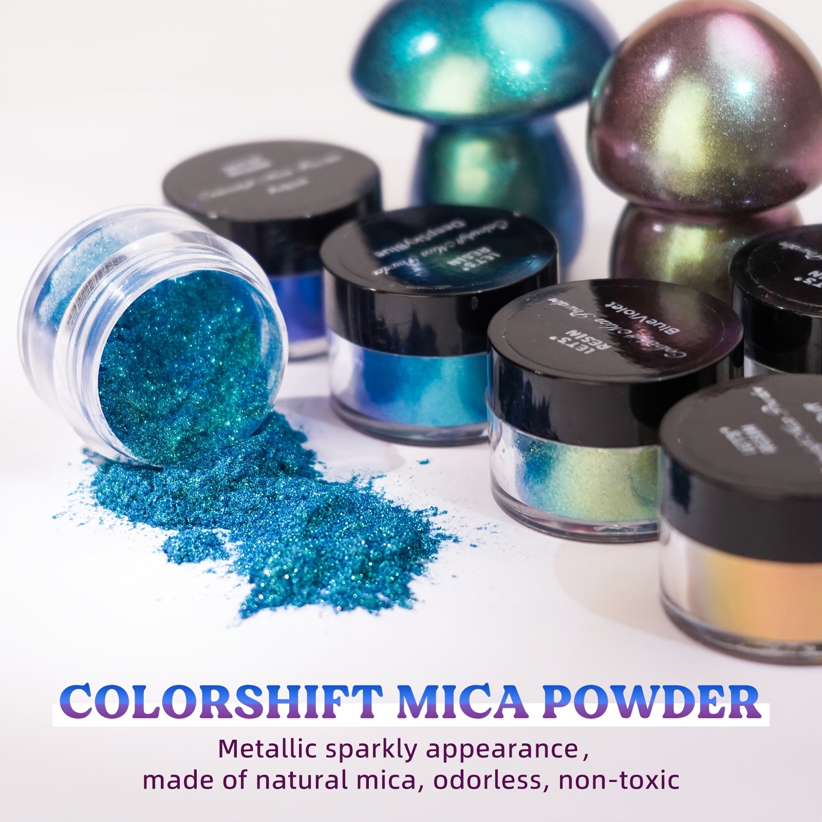 LET'S RESIN Chameleon Mica Powder, 18 Jar Color Shift For Epoxy Resin
