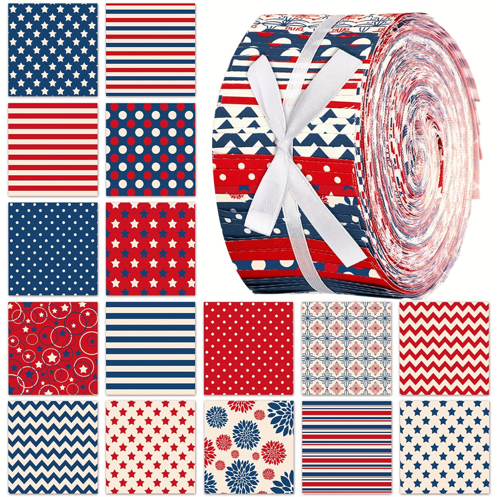 100pcs Patriotic Quilting Fabric Roll