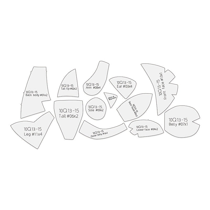 13pcs Fox Sewing Templates