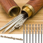 30pcs Self-Threading Needle Set with Wooden Storage Box