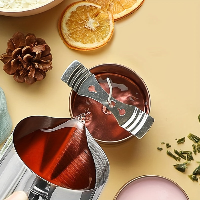 2pcs/set Large Capacity 44oz/1300ml Stainless Steel Candle Making Pouring Pot