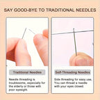 30pcs Self-Threading Needle Set with Wooden Storage Box