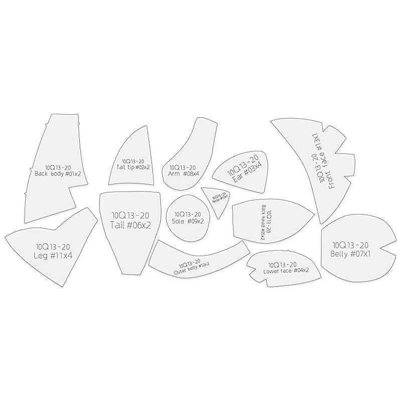 13pcs Fox Sewing Templates