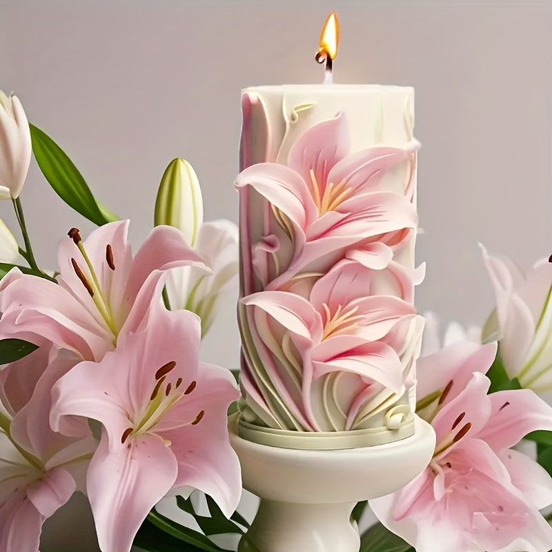 Elegant White Silicone Tulip Lily Mold for DIY Candles