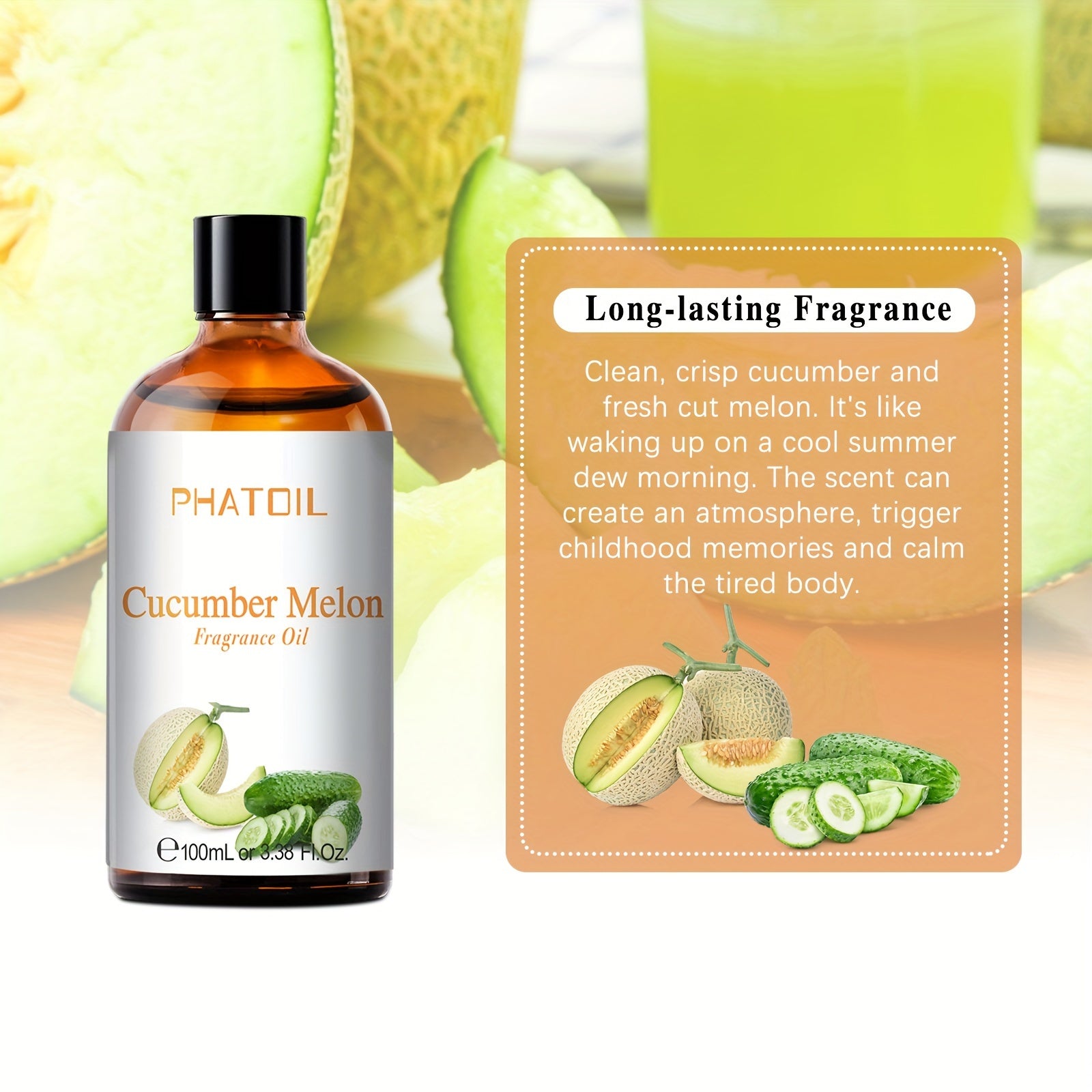 1pcs 100ml/3.38fl.Oz PHATOIL Cucumber Melon Fruit Fragrance Oil